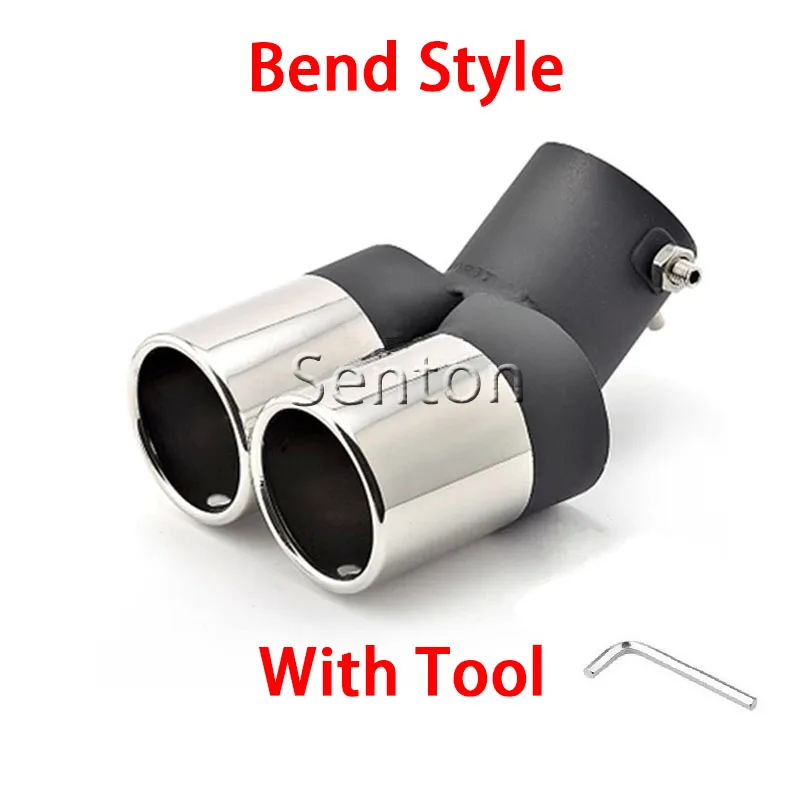 YA Bend Silver Автомобильный двойной глушитель труба наконечник для Honda Fit Ford Focus Fiesta Suzuki SX4 Chevrolet Cruze Aveo Sonic Nissan Versa аксессуары - Название цвета: YA Bend Silver