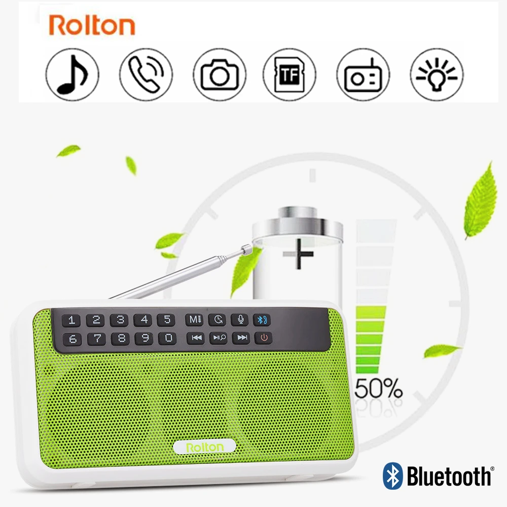 Rolton E500 портативный fm радио Bluetooth беспроводной Hi Fi стерео MP3 динамик AM NOAA погода
