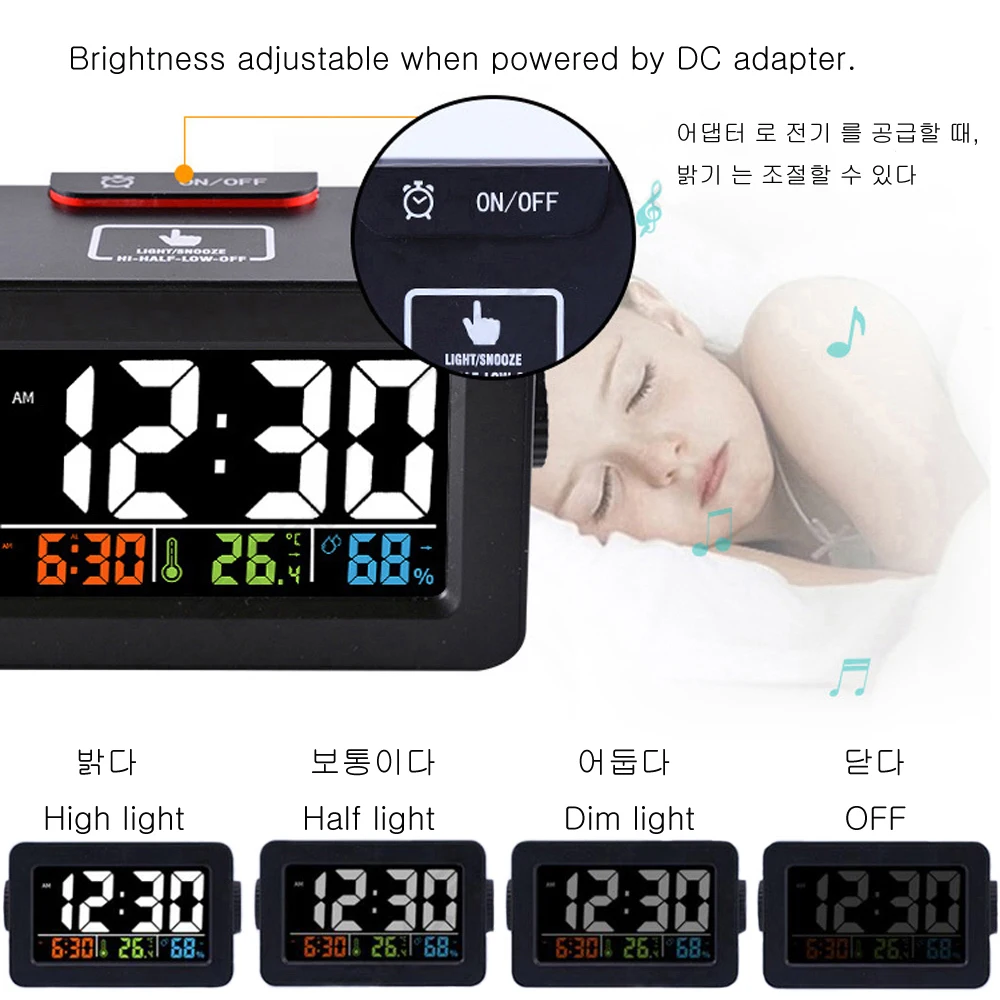 gift idea bedside wake up digital alarm clock with thermometer hygrometer humidity temperature table desk clock phone charger free global shipping