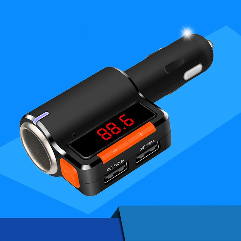 Двойное автомобильное зарядное устройство для мобильного телефона FM передатчик