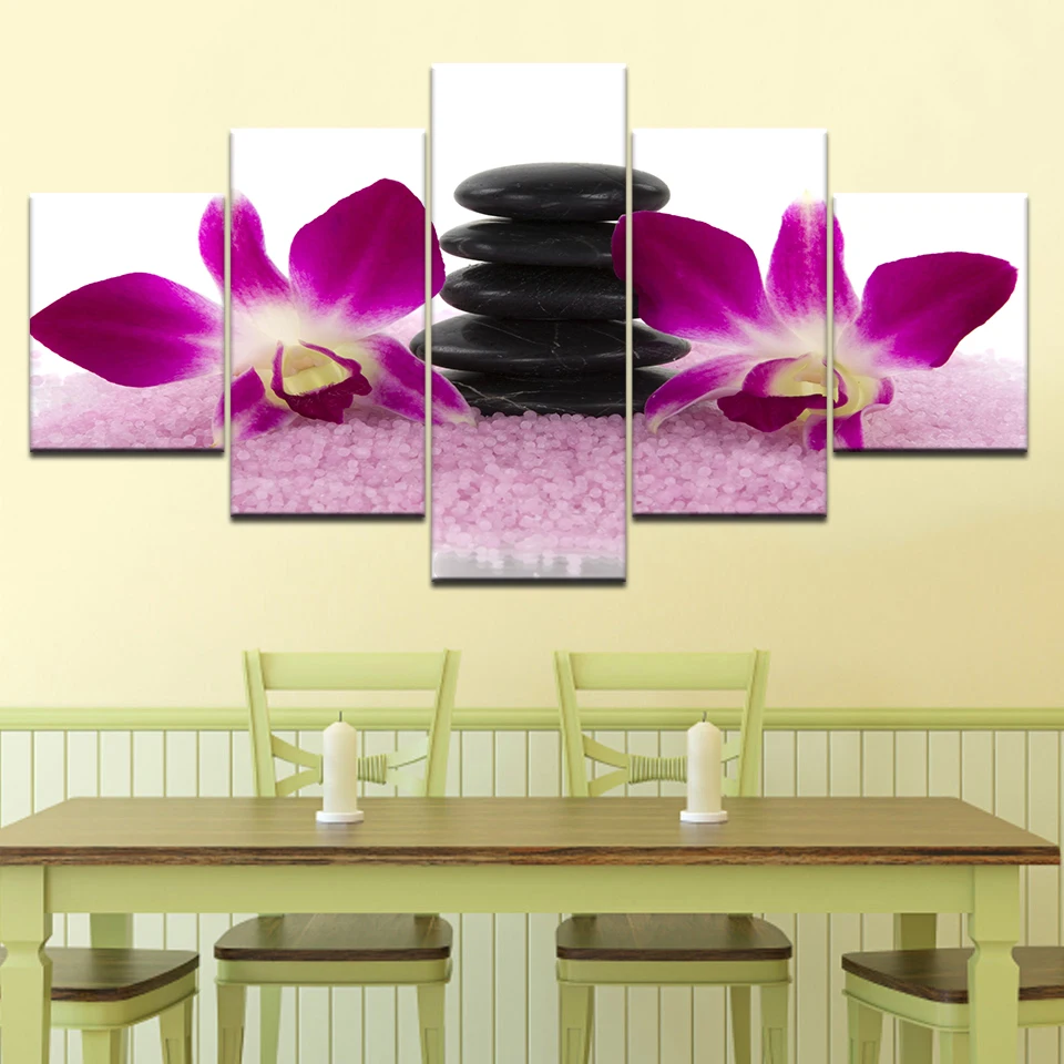 Настенная картина из бамбука с изображением орхидеи и дзен