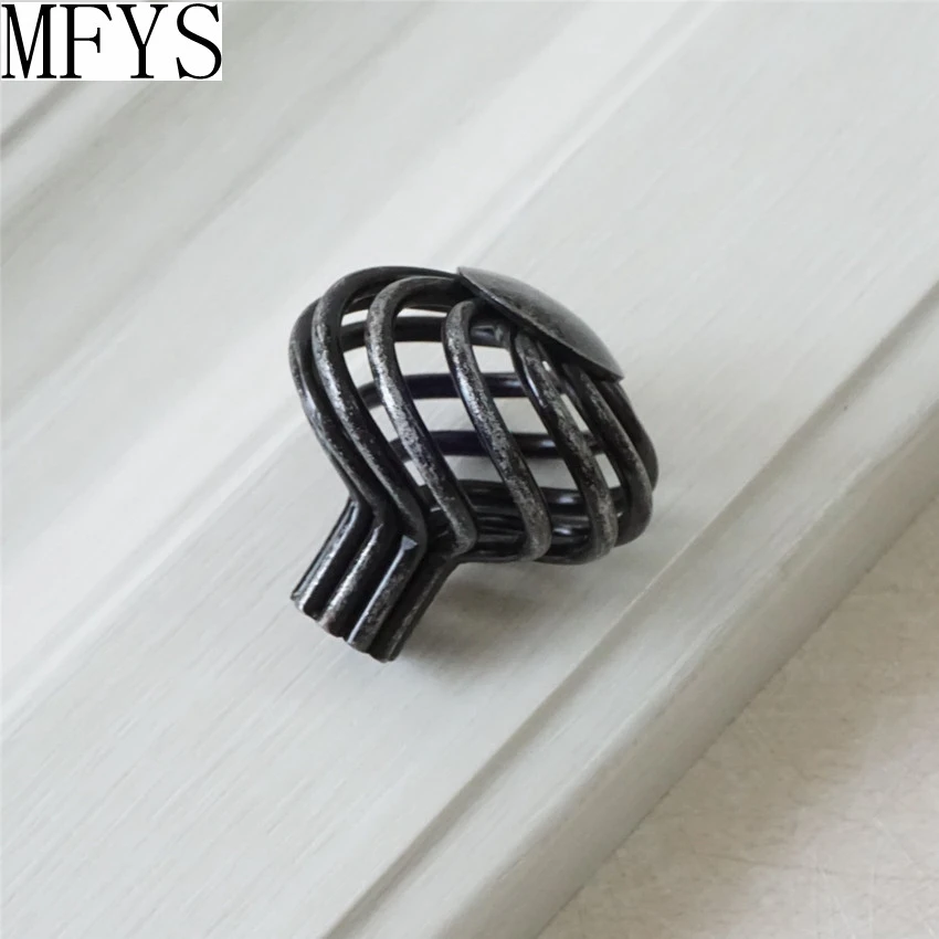 Античный Черный Серебряный комод круглые ручки для ящиков Ручки из кованого