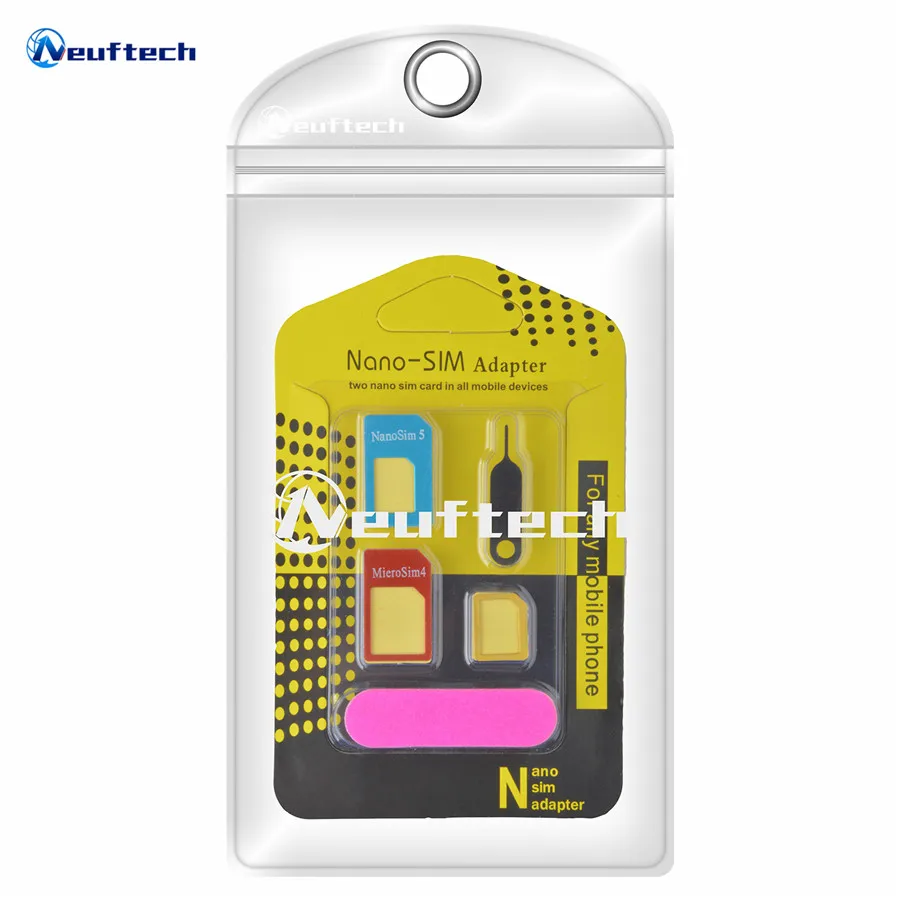 10pcs Nano SIM Card Adapter 5 in 1 micro Standard sim adapter Retail Package for iPhone 5S 6 7 4 Samsung S8 s9 plus | Мобильные