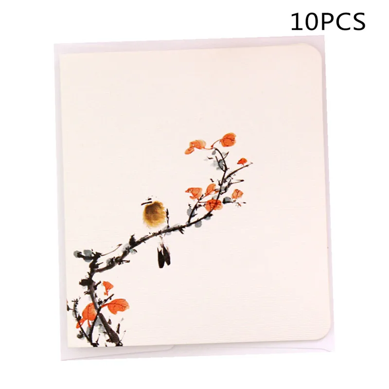 10pcs flowers 10 шт./компл. китайский Стиль цветок поздравительные открытки с Бумага Конверт рождественские рекламные плакаты карты - Цвет: 10pcs flowers