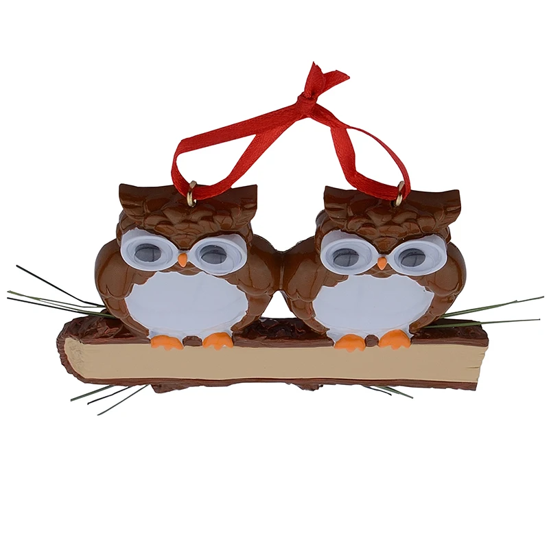 Maxora коричневый желтый Сова Семья из 2 Смолы Глянцевая Персонализированная