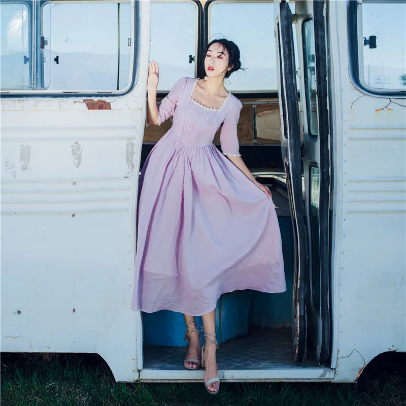 2018 летние женские платья винтажное ретро Половина рукава качели Миди шифоновое