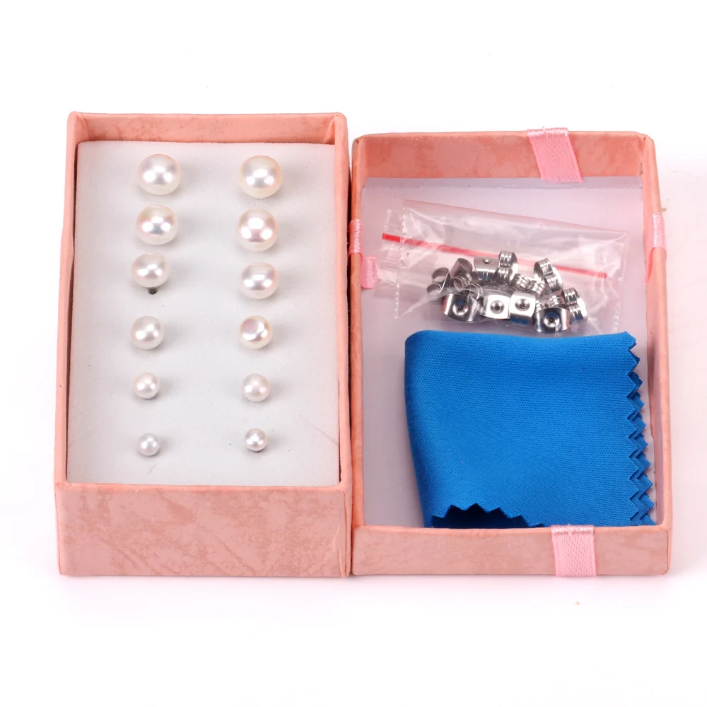 Серьги-гвоздики LUXUKISSKIDS 6 парт/кор. oorbellen розовые/белые искусственные бриллианты