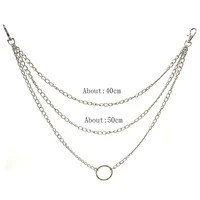 metal pant chain for unisex punk trousers jean keychain silver ring three strands key chains