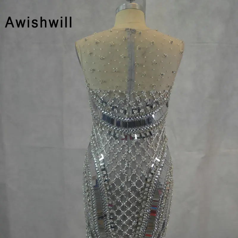 Пикантные See Through Выпускные платья пол длина бисером блёстки vestido de festa русалка вечерние платье для выпускного вечера представление банкетного платья