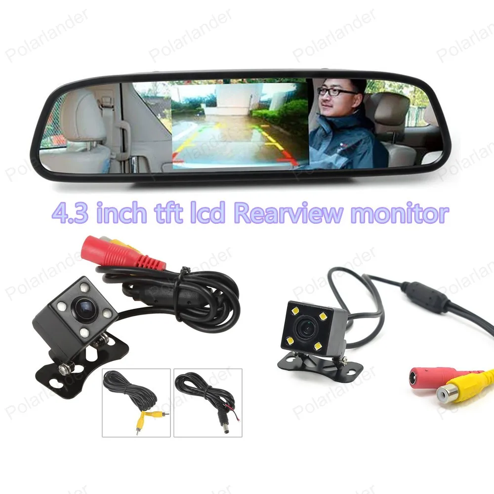 

In-dash DC 12V 4.3 Inch TFT LCD Color Display Screen Car Rear View Monitor kit 4 LED reverse parking camera night vision