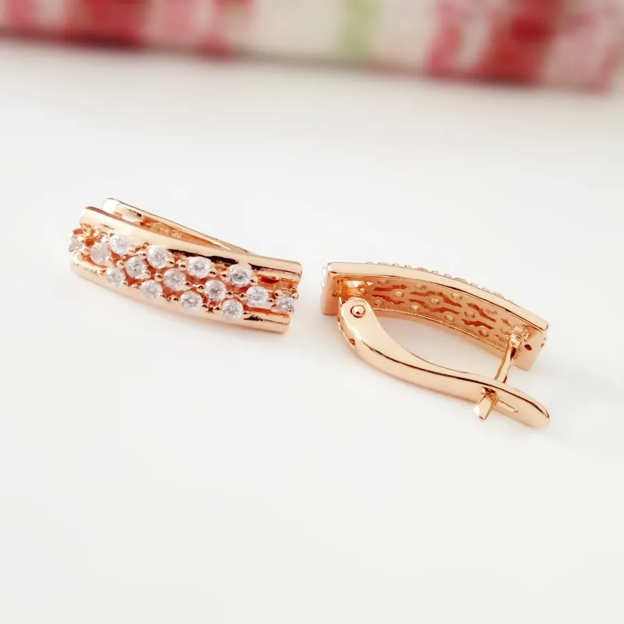 Роскошные висячие серьги с полным кубическим цирконием в форме цветка 585 золотые