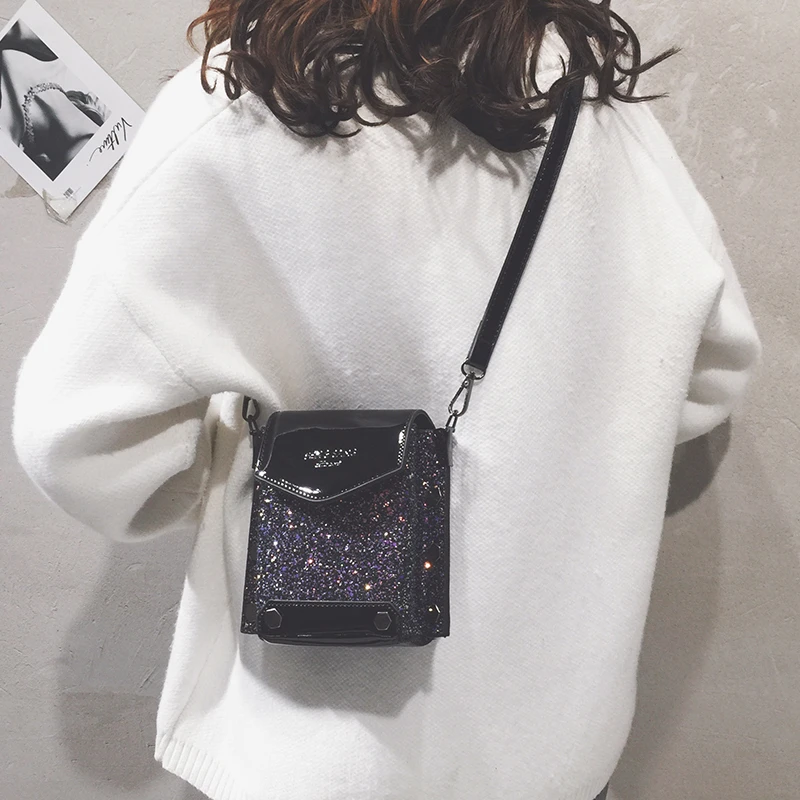 Вечеринка для женщин сумки Crossbody небольшой площади сияющий материал роскошные
