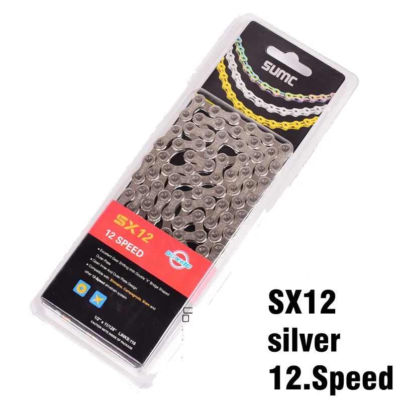 SX12 silver Велосипедной цепи, 8, 9, 10, 11, Скорость 116L золото MTB цепь для дорожного велосипеда X8 X9 X10 X10SL X11SL для Shimano SRAM велосипед Запчасти - Цвет: SX12 silver
