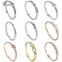rinhoo love heart stainless steel bracelets for women bangle crystal rhinestone infinity jewelry wedding bride mother bracelet