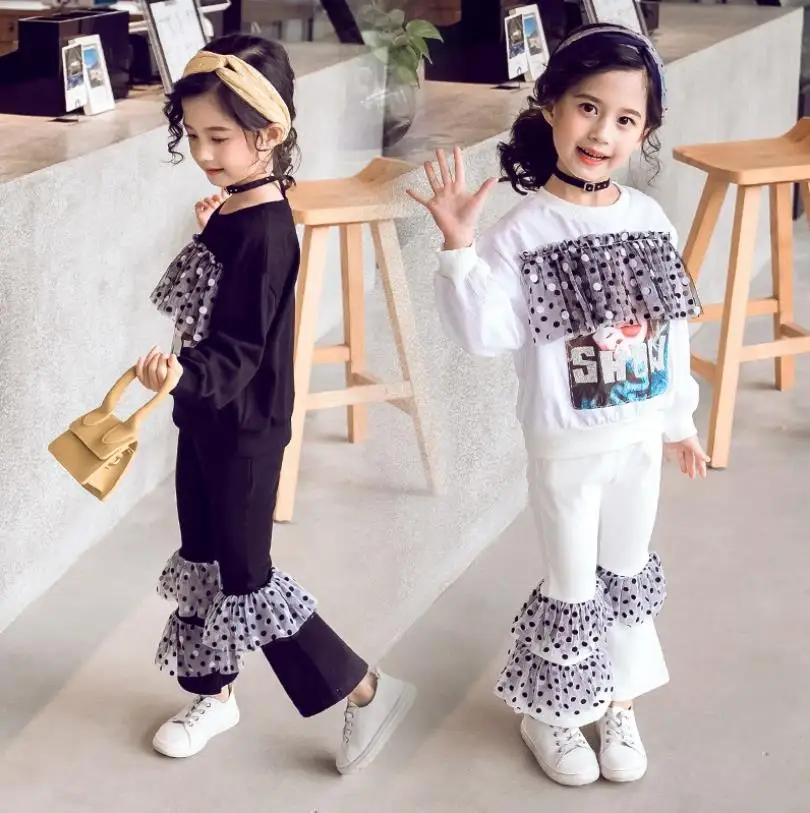 Для девочек-подростков модный костюм весна-осень новый сетка для принта