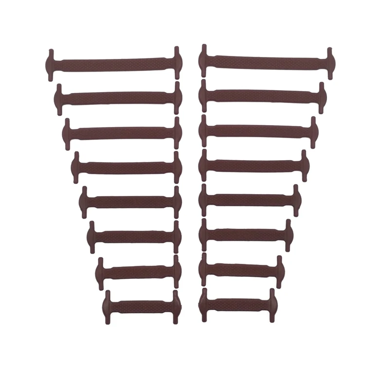 Brown Shoelaces 16 шт./лот, 8 размеров, ленивые эластичные шнурки, креативные беговые кроссовки без завязок, струны унисекс, эластичные силиконовые шнурки для спортивной обуви - Цвет: Brown Shoelaces