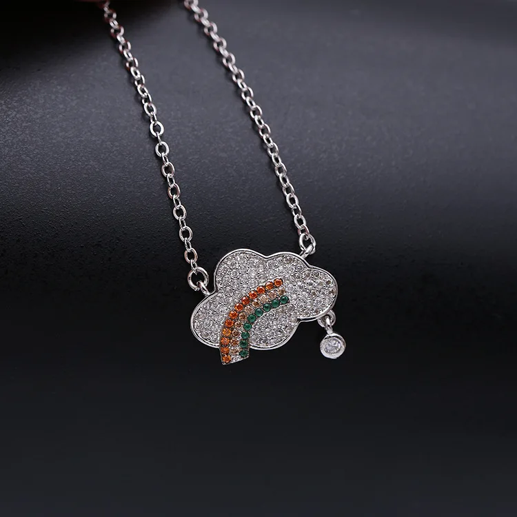 Ожерелье SWOUR из белого золота с фианитами женское модное ожерелье милой радугой в