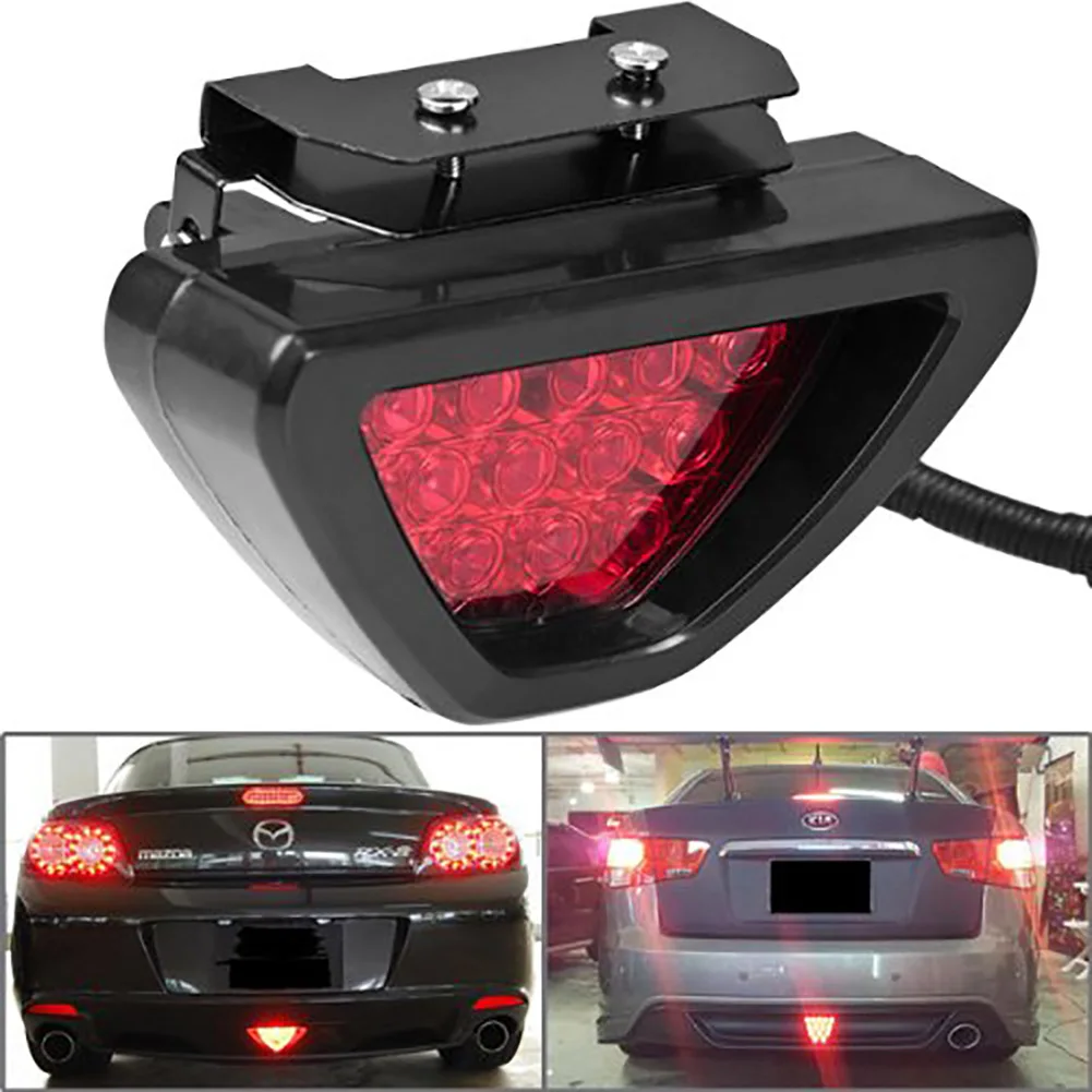 

F1 Style DRL Red 12 LED Rear Tail Stop Fog Triangular Brake Light Stop Safety Lamp Car Motor Free Ship LED Rear Tail Ligth