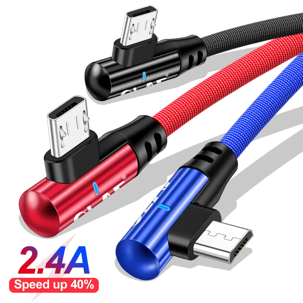 Олаф 2.4A Быстрая зарядка 90 градусов локоть микро USB кабель для Samsung S7 Xiaomi LG планшет