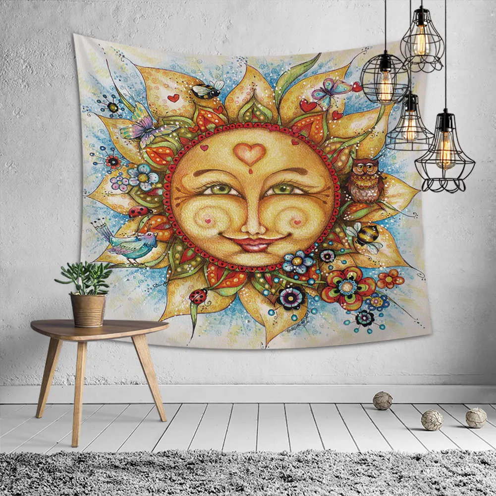 Enipate Sun Moon Face гобелен креативный Богемный Хиппи гобелены тканые Декоративные