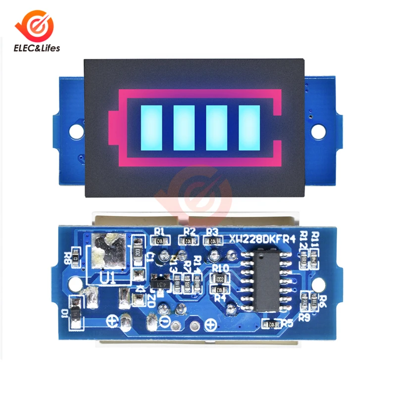 

BMS 1S/2S/3S/4S Li-lion 18650 Lithium Battery Capacity Indicator Module Blue Display Electric Vehicle Battery Power Tester