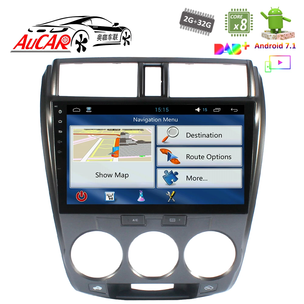 Автомобильный DVD-плеер на Android 7 1 10 дюйма система GPS-навигации для Honda City Octa core 1024*600