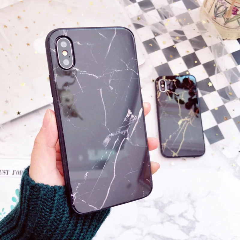STROLLIFE Роскошный Жесткий чехол glassssy стекло задняя крышка мраморный для iPhone X 8 Plus 7 6