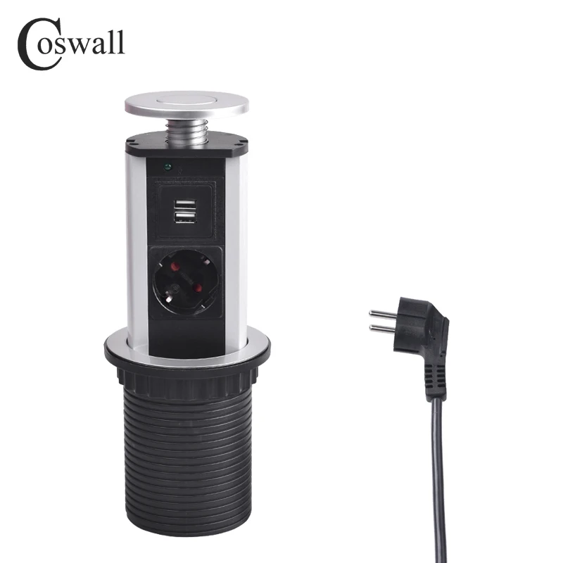 COSWALL 16A PULL POP UP 1/2 розетка питания 2 usb порт для зарядки кухонные настольные розетки Выдвижная столешница EU вилка - Тип: 1