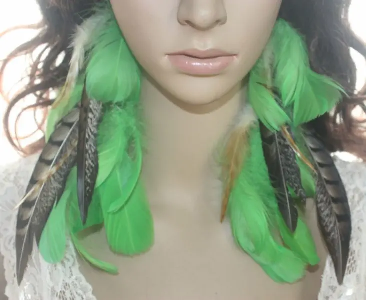 19B3 2 Цепи Естественные Серьги Пера Ювелирных Изделий 1 Пара|natural feather earrings|feather