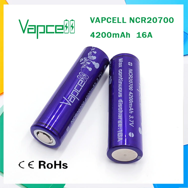 VAPCELL INR20700 2 шт. 4200 мАч 16A литиевая аккумуляторная батарея Электронная дымовая 20700 VS