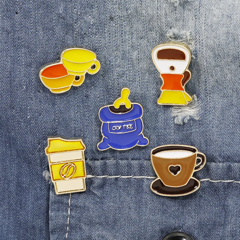 Высокое качество мультфильм брошь послеобеденный чай торт кофе машина капает