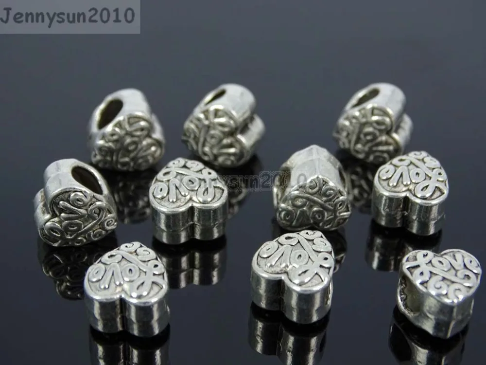 Любящее сердце тибетское серебро большое отверстие соединитель металлический