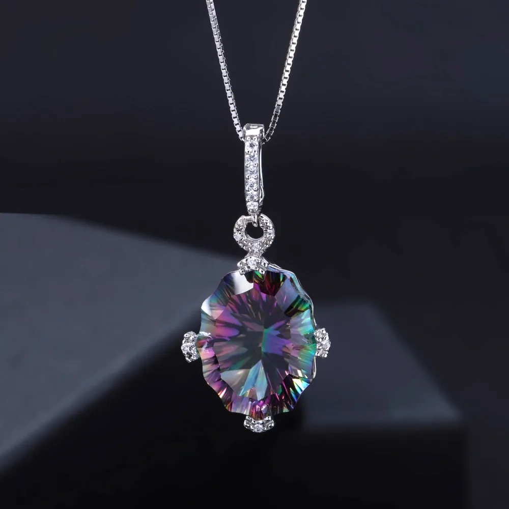 

GEM'S BALLET 24.21Ct Natural Rainbow Mystic Quartz Pendant Irregular Necklace Genuine 925 Sterling Silver for Women Fine Jewelry