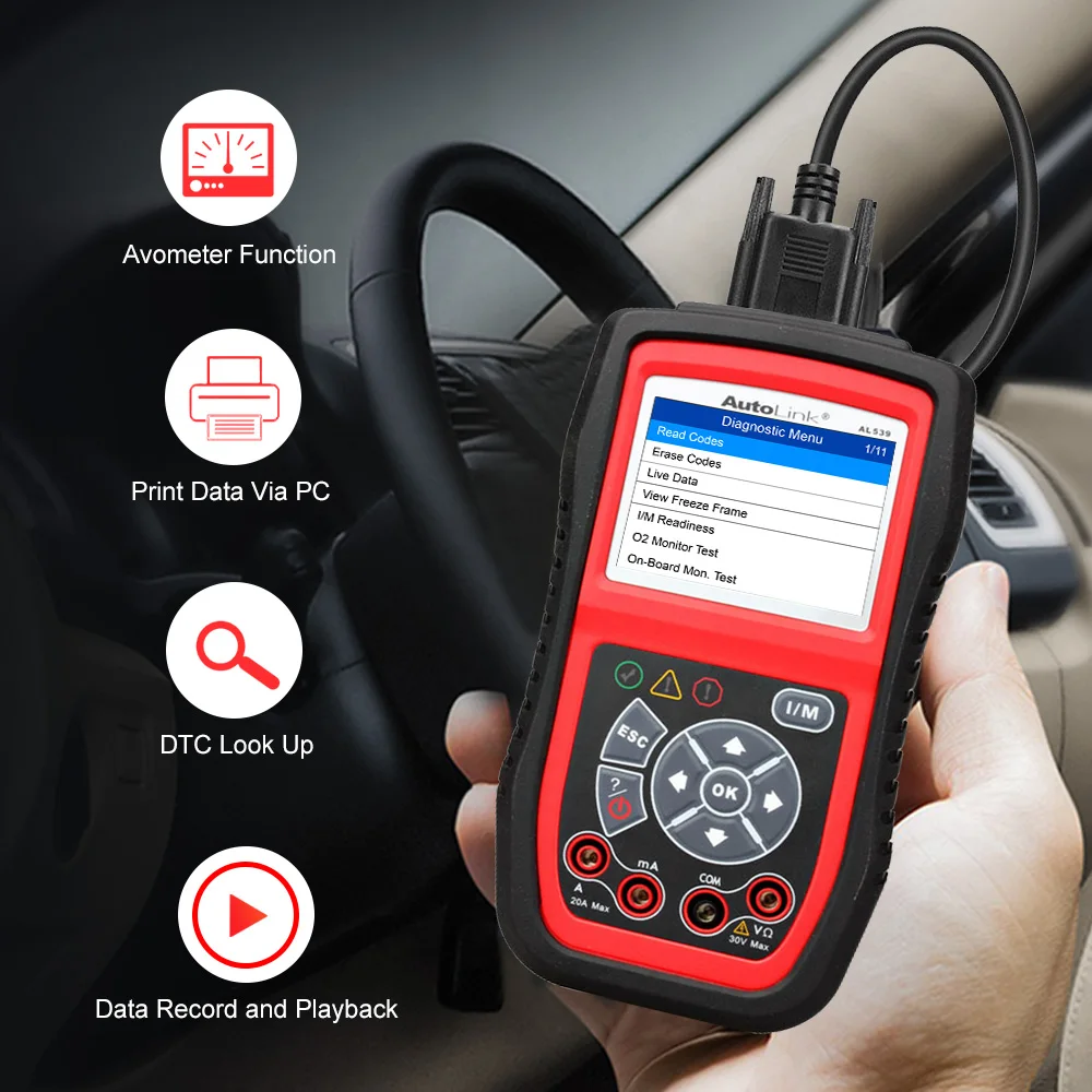 Autel AutoLink AL539B OBDII сканер Автомобильный Электрический диагностический инструмент