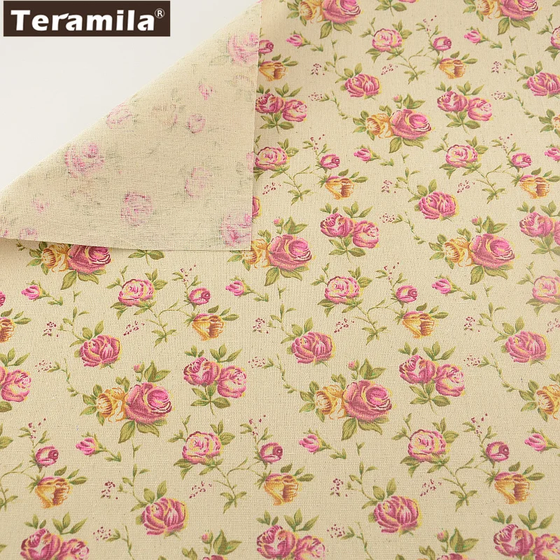 Sewing Material Tissu Tablecloth TERAMILA Cotton Linen Fabric Pillow Bag Curtain Cushion Home Textile Blooming Flowers|sewing material|cotton linen