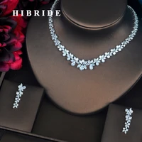 hibride beautiful flower shape clear aaa cubic zirconia stone women jewelry set necklace set accessories wholesale price n 413