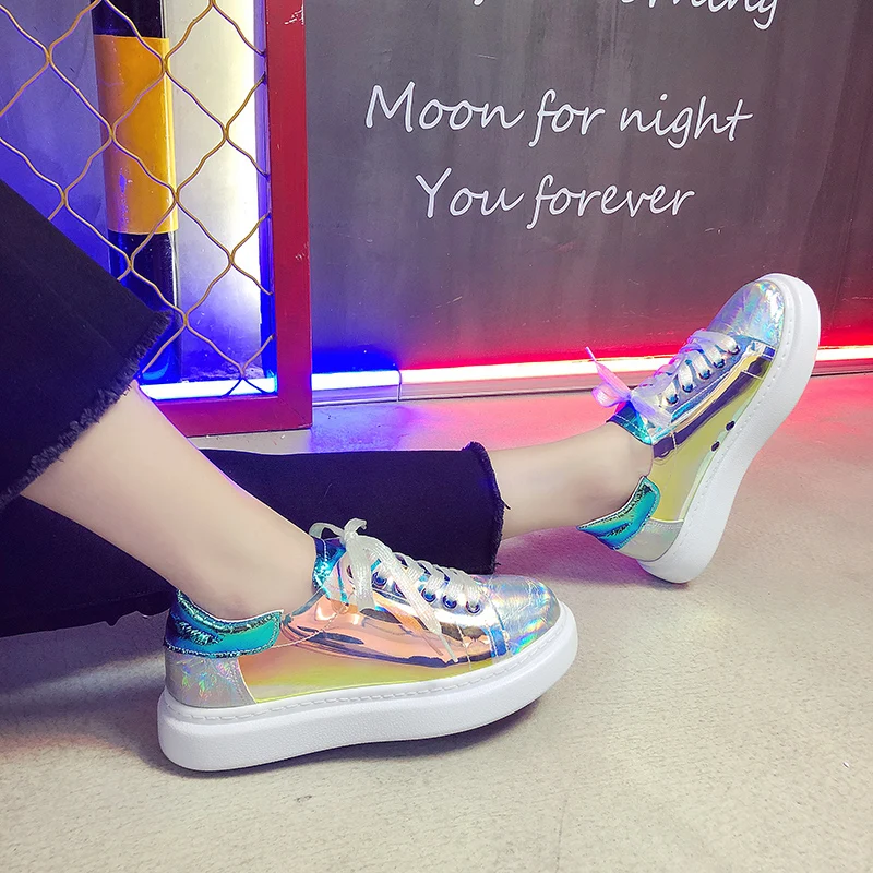 2019 Brand High Quality Colorful Women's Leather Casual Shoes Fashion Breathable Platform Sneakers Flats | Обувь