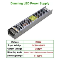 200w led dimming driver dc12v ultra thin power supply support triac 1 10v potentiometer dimming lighting transformers adapter