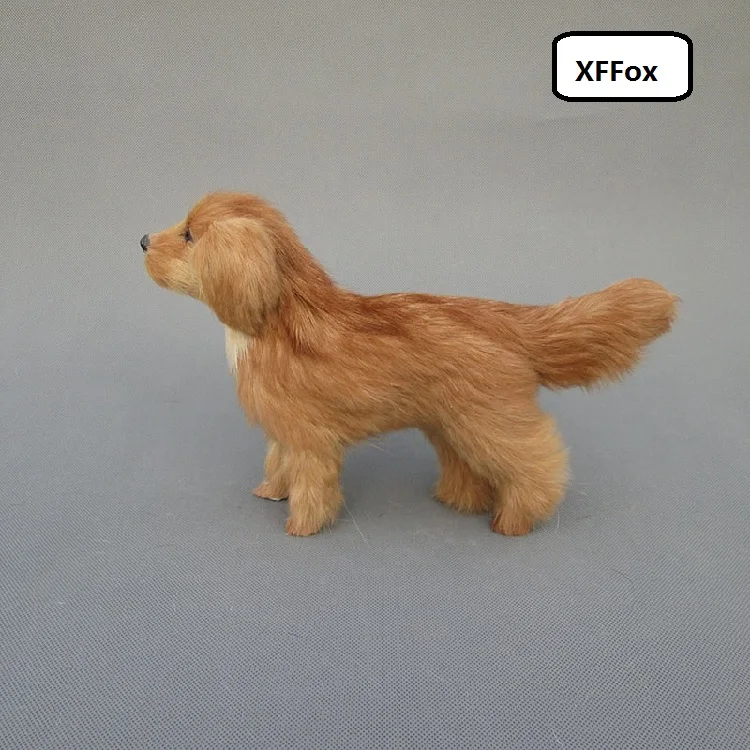 

cute real life standing dog model plastic&furs golden dog doll gift about 26x7X17cm xf1563