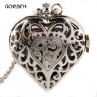 Модные Полые Бронзовые серебряные винтажные карманные часы ожерелье цепочка в форме сердца кварцевые часы для женщин мужчин подарки на день Святого Валентина