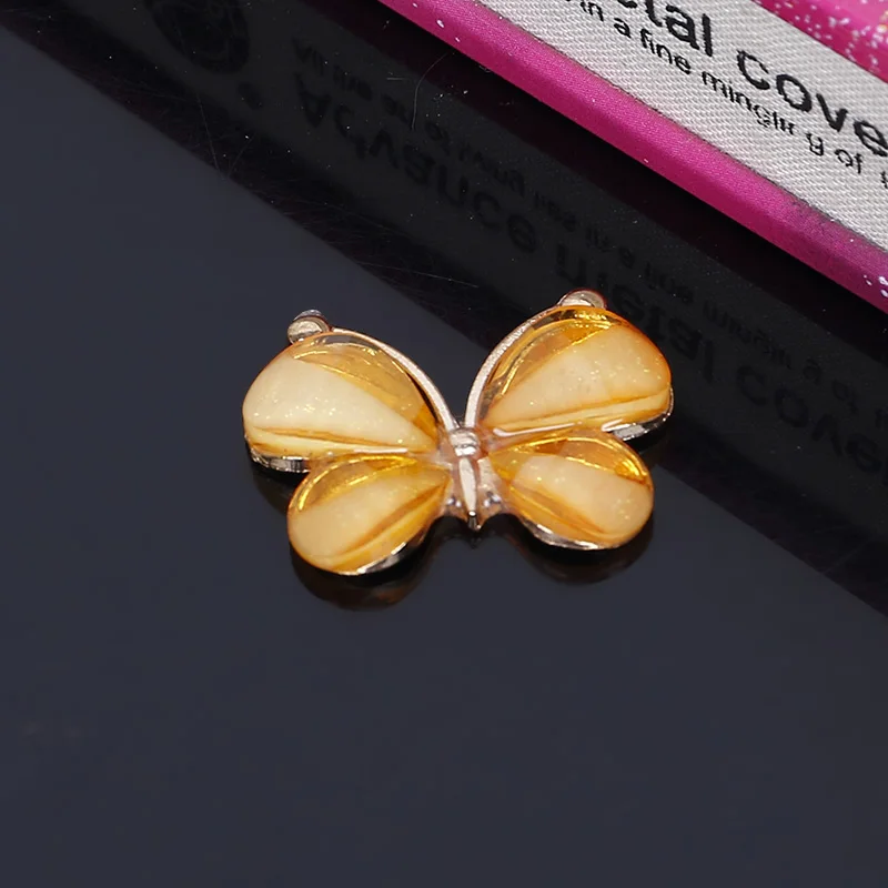 Yellow Engood 2018New 10 шт Бабочка сплав кнопки для DIY чехол мобильного телефона или аксессуары для волос ZJ197 - Цвет: Yellow