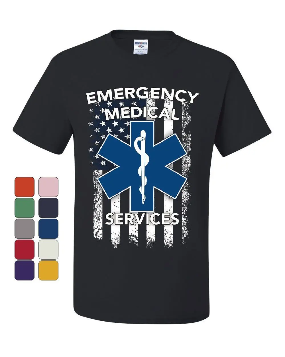 EMT Star of Life EMS metric футболка с флагом США|Мужские футболки| |