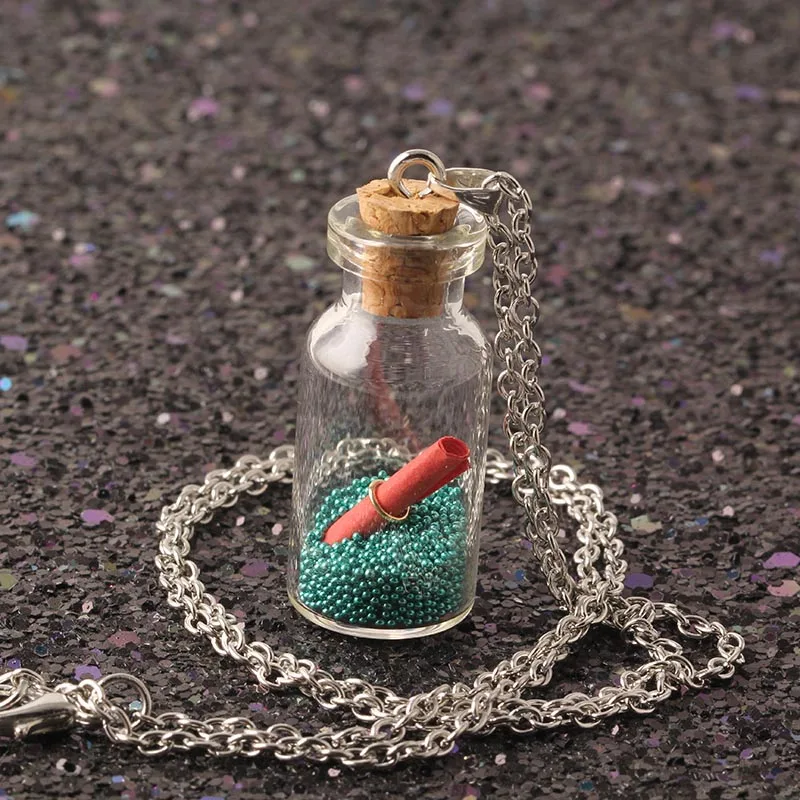 2018 Серебряная цепочка милая стеклянная подвеска в виде бутылочки желаний