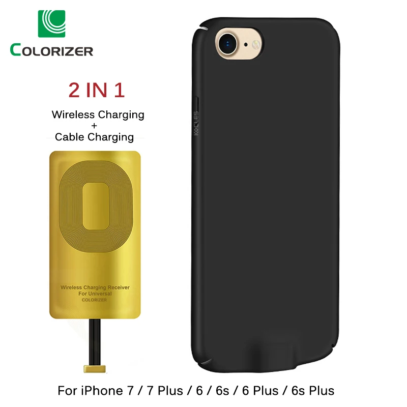 Беспроводной зарядный приемник для iPhone 6 6s 7 Plus 2 в 1 Qi беспроводное и кабельное