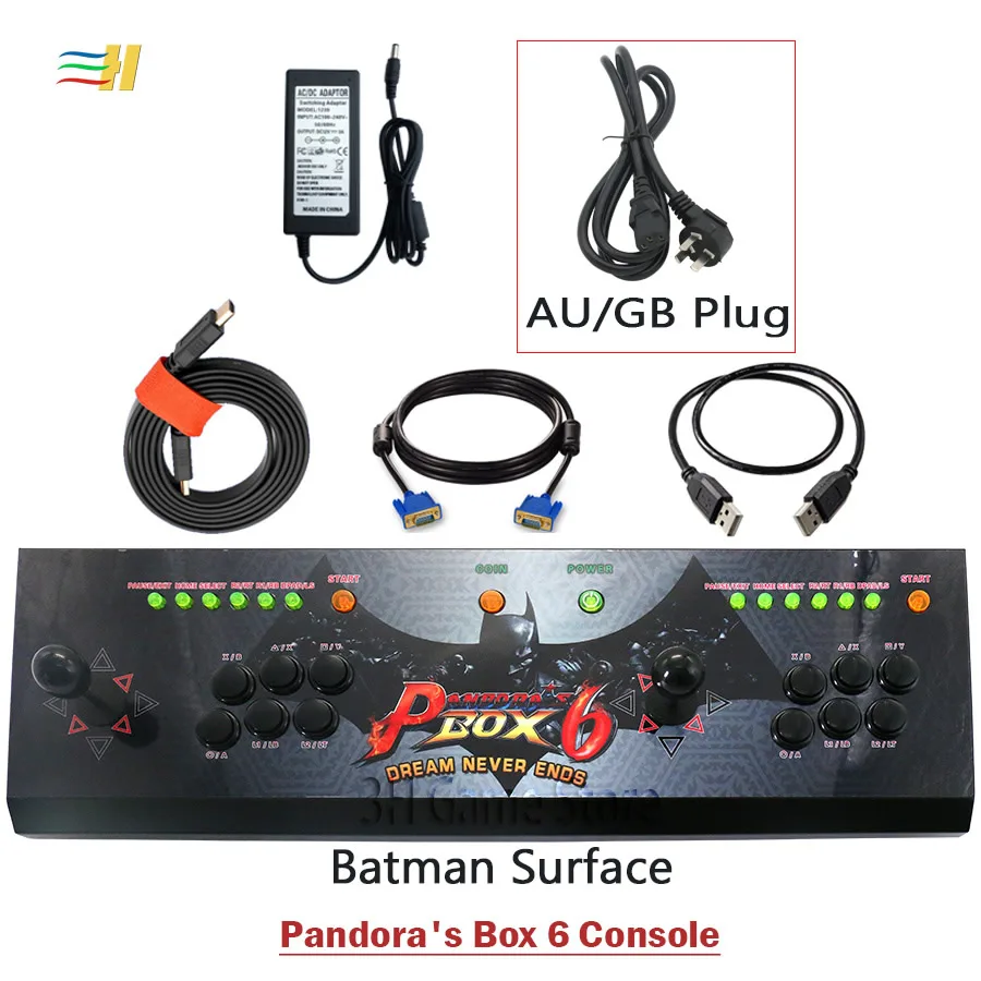 PDB6 batman GB plug Pandora Box 6 1300 в 1 аркадная консоль может добавить 3000 игр 2 игрока светодиодная Кнопка usb джойстик для ПК ps3 игровые автоматы - Цвет: PDB6 batman GB plug