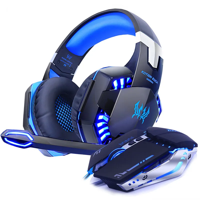 G2000 BLUE MMR5S Игровая гарнитура наушники и игровая мышь 5500 dpi регулируемые стерео бас наушники+ проводные мыши светодиодный светильник оптический USB геймер - Цвет: G2000 BLUE MMR5S