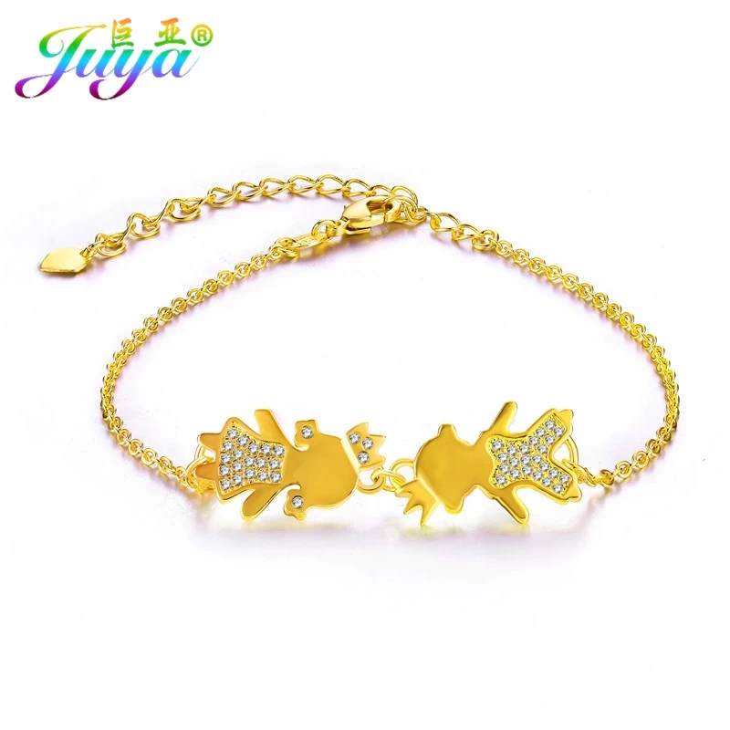 Gold Juya ручной работы детские браслеты золото/серебро мама принц Мальчики принцесса шармы для девочек браслеты для женщин День Матери ювелирные изделия - Окраска металла: Gold