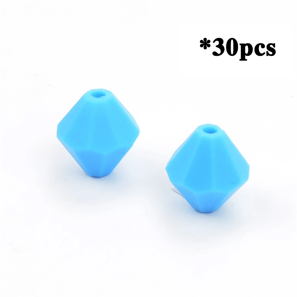 LOFCA 30 шт Силиконовые бусы модное ожерелье BPA бесплатно DIY бусины Шарм детский безопасный Прорезыватель для зубов игрушки для новорожденных - Цвет: deep sky blue