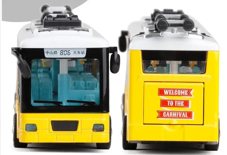 

High simulation City trolleybus double bus,1:48 alloy pull back Double bus model,toy cars,free shipping