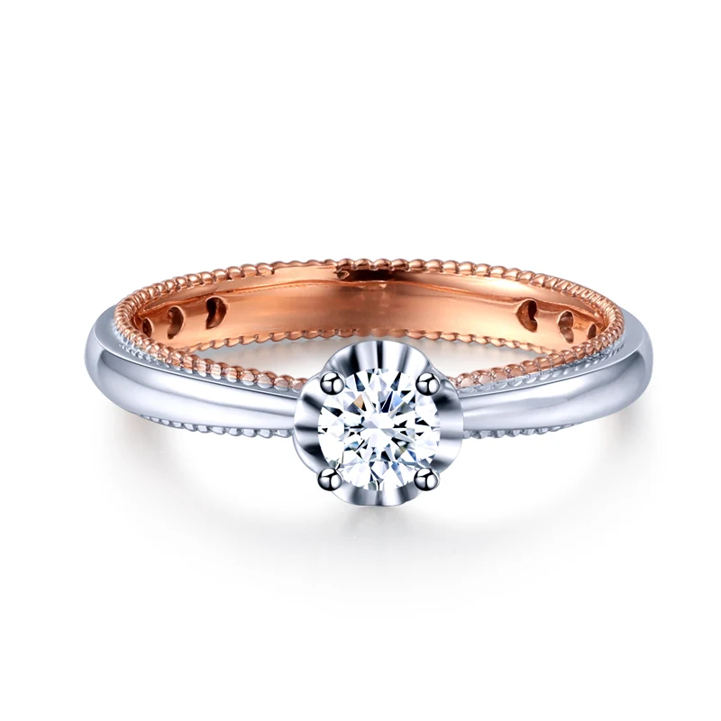 ZHJIASHUN подлинное 0.5CT кольцо с алмазом Moissanite D-F цвет 14k 585 Белое розовое золото